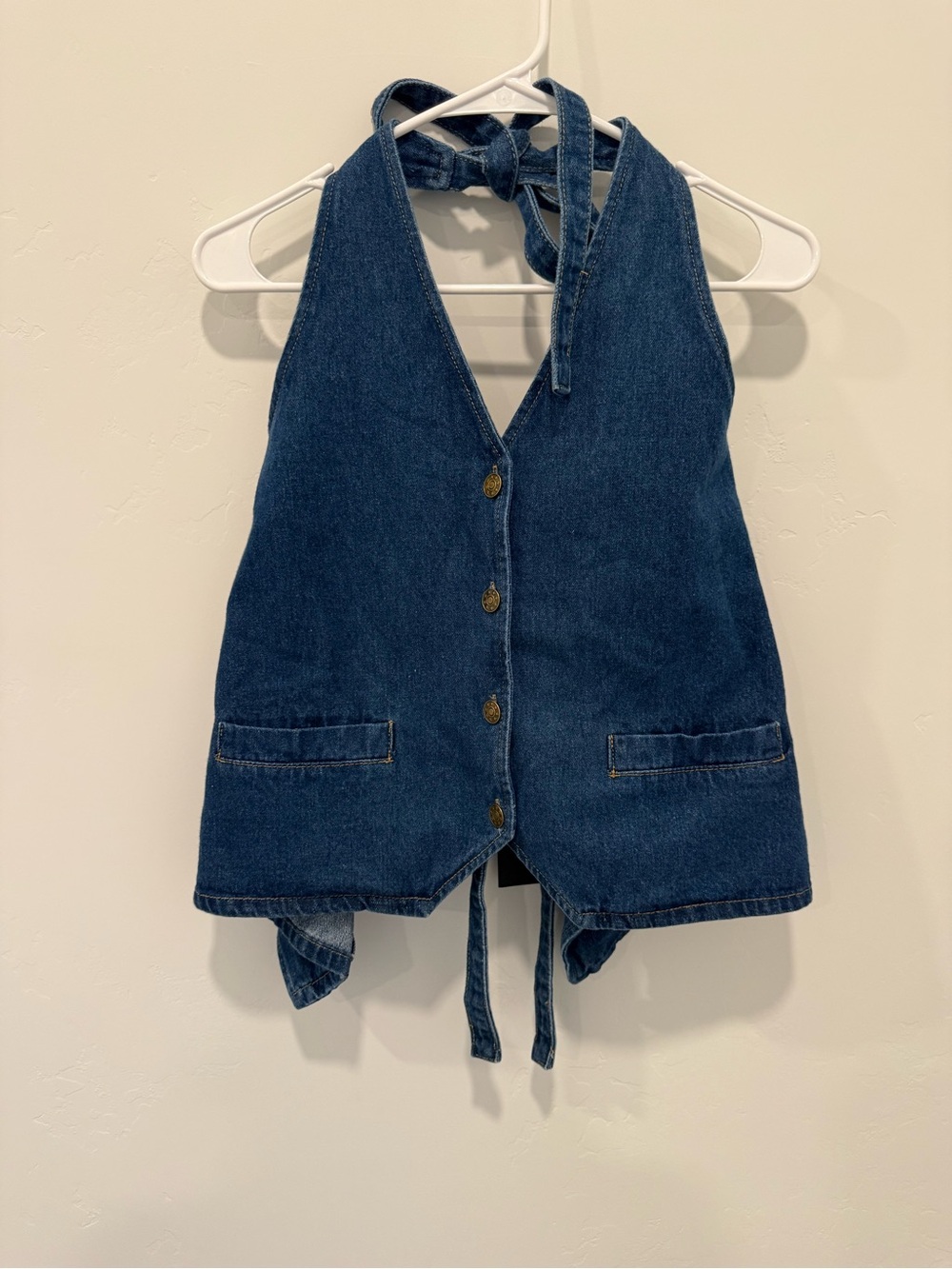 REVOLVE Lioness Dark Blue Denim Halter Vest - Picture 3 of 6